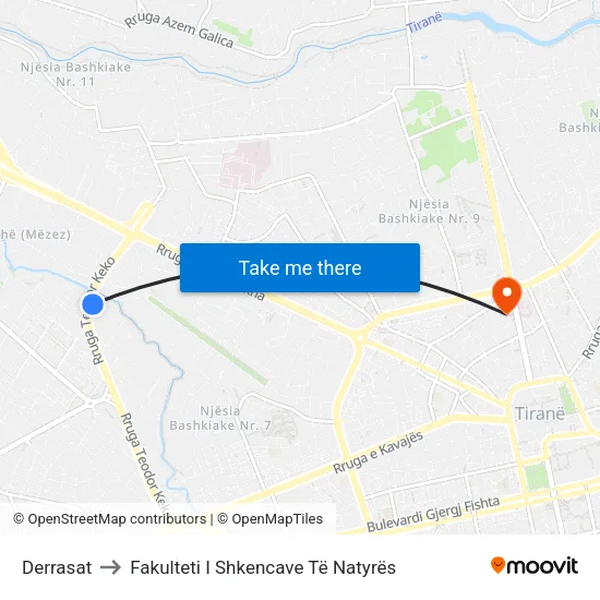 Derrasat to Fakulteti I Shkencave Të Natyrës map