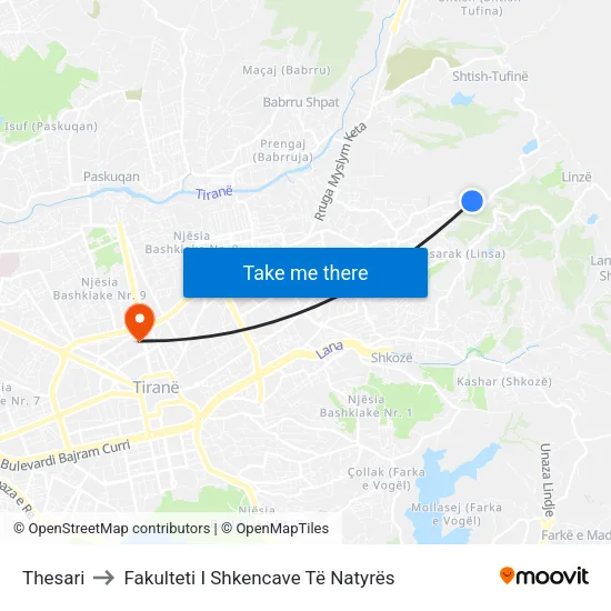 Thesari to Fakulteti I Shkencave Të Natyrës map