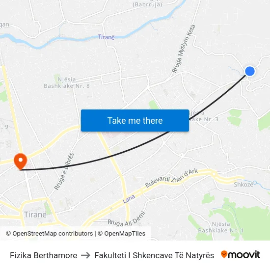 Fizika Berthamore to Fakulteti I Shkencave Të Natyrës map