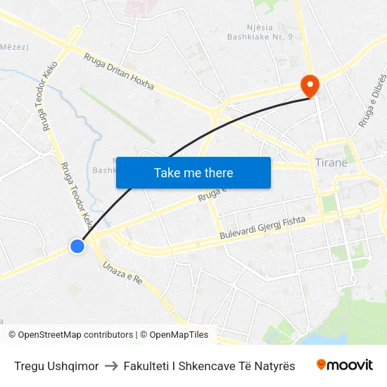 Tregu Ushqimor to Fakulteti I Shkencave Të Natyrës map