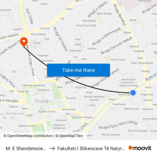 M. E Shendetesiese to Fakulteti I Shkencave Të Natyrës map