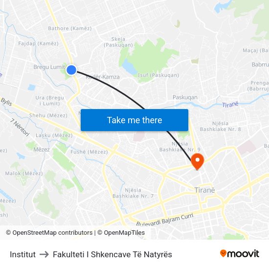 Institut to Fakulteti I Shkencave Të Natyrës map