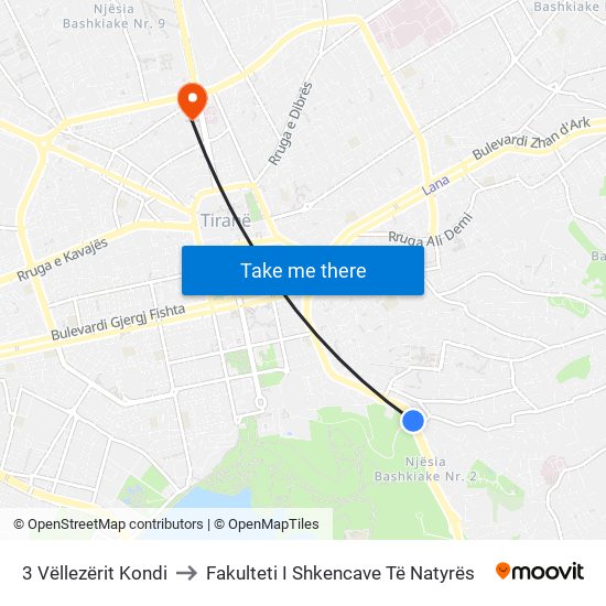 3 Vëllezërit Kondi to Fakulteti I Shkencave Të Natyrës map