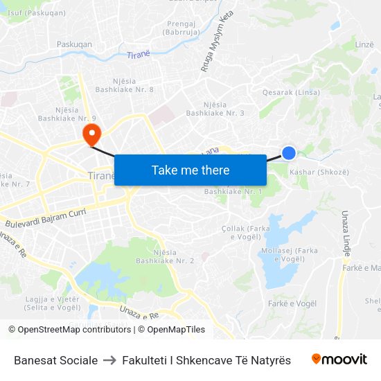 Banesat Sociale to Fakulteti I Shkencave Të Natyrës map