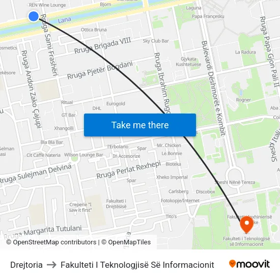 Drejtoria to Fakulteti I Teknologjisë Së Informacionit map
