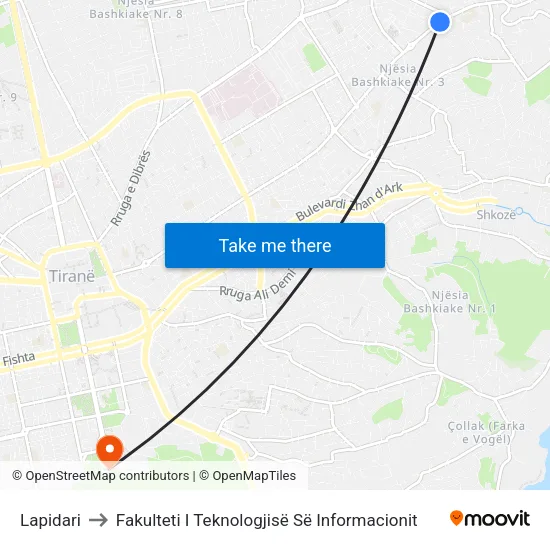 Lapidari to Fakulteti I Teknologjisë Së Informacionit map
