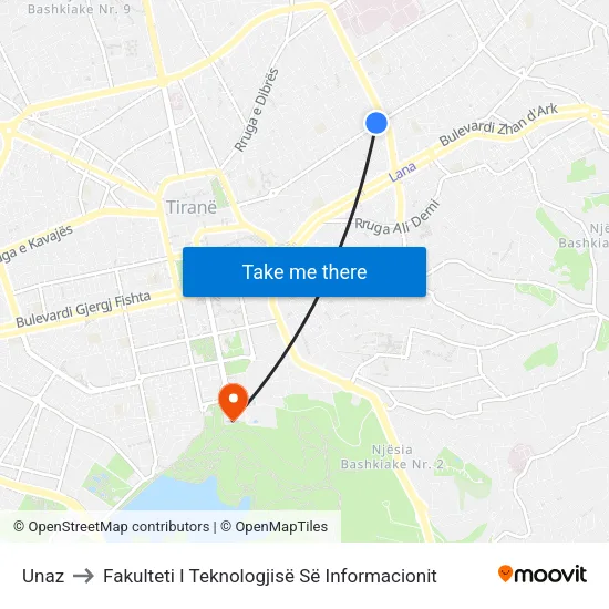 Unaz to Fakulteti I Teknologjisë Së Informacionit map