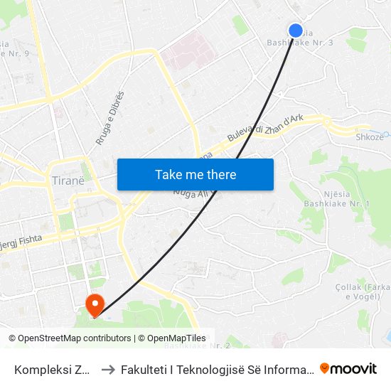 Kompleksi Zhura to Fakulteti I Teknologjisë Së Informacionit map