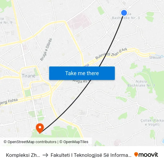 Kompleksi Zhura to Fakulteti I Teknologjisë Së Informacionit map
