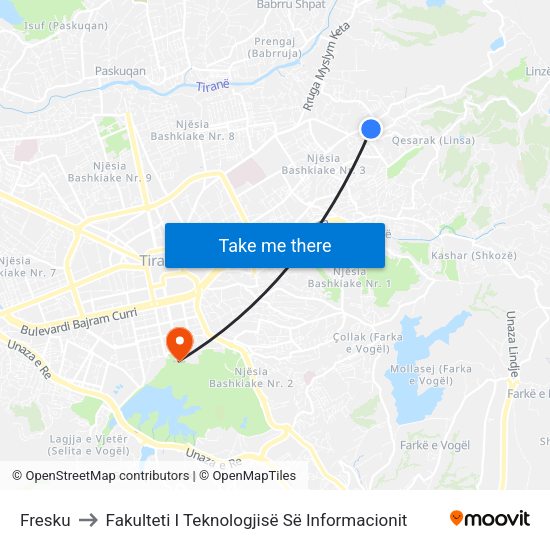 Fresku to Fakulteti I Teknologjisë Së Informacionit map