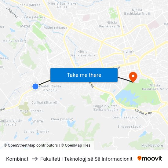 Kombinati to Fakulteti I Teknologjisë Së Informacionit map