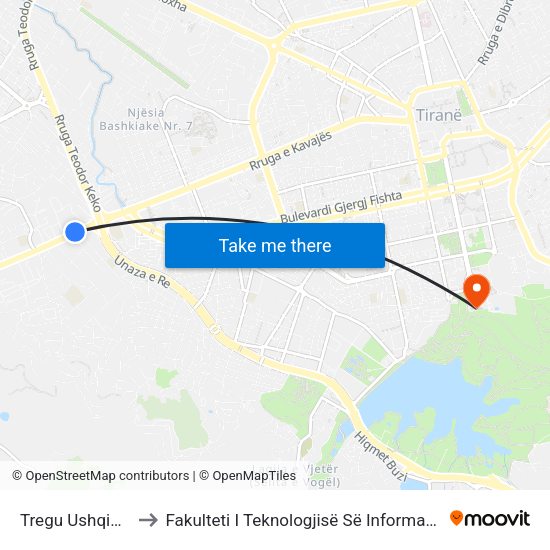 Tregu Ushqimor to Fakulteti I Teknologjisë Së Informacionit map