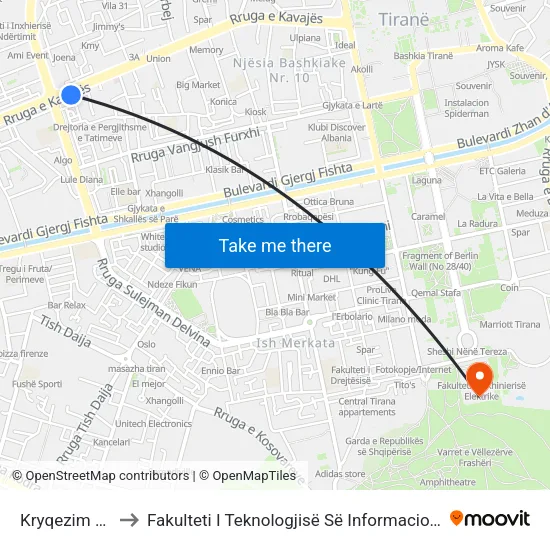 Kryqezim 21 to Fakulteti I Teknologjisë Së Informacionit map