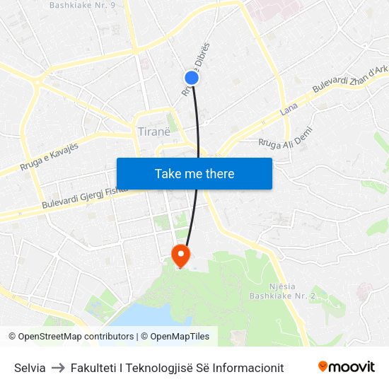 Selvia to Fakulteti I Teknologjisë Së Informacionit map