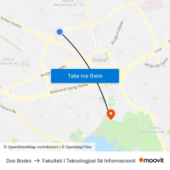 Don Bosko to Fakulteti I Teknologjisë Së Informacionit map