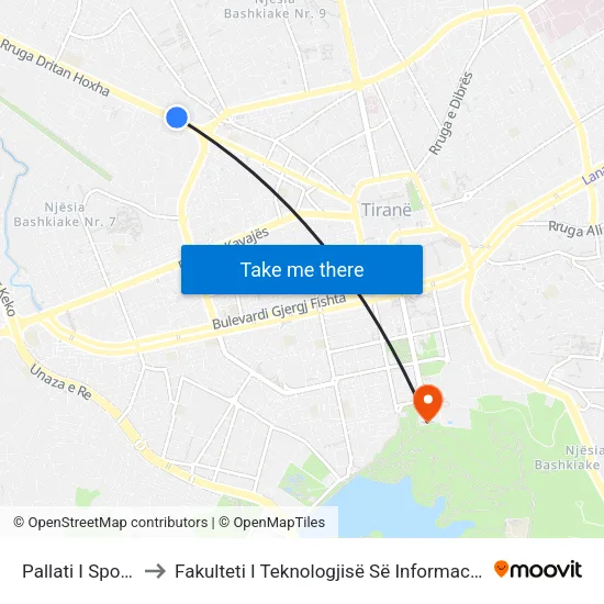 Pallati I Sportit to Fakulteti I Teknologjisë Së Informacionit map