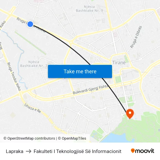 Lapraka to Fakulteti I Teknologjisë Së Informacionit map