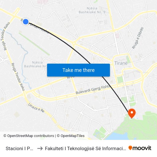 Stacioni I Pare to Fakulteti I Teknologjisë Së Informacionit map