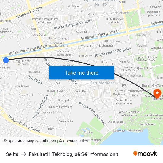 Selita to Fakulteti I Teknologjisë Së Informacionit map