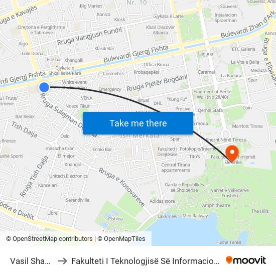 Vasil Shano to Fakulteti I Teknologjisë Së Informacionit map