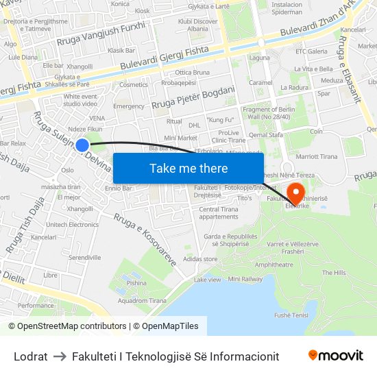 Lodrat to Fakulteti I Teknologjisë Së Informacionit map