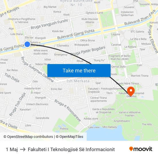 1 Maj to Fakulteti I Teknologjisë Së Informacionit map