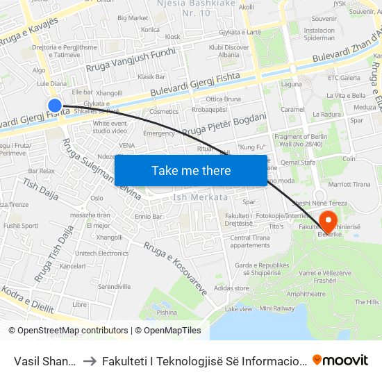 Vasil Shanto to Fakulteti I Teknologjisë Së Informacionit map