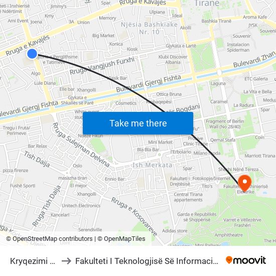 Kryqezimi 21 to Fakulteti I Teknologjisë Së Informacionit map