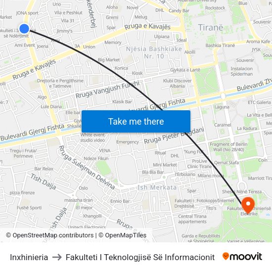 Inxhinieria to Fakulteti I Teknologjisë Së Informacionit map