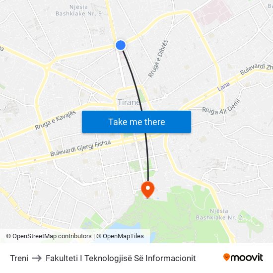 Treni to Fakulteti I Teknologjisë Së Informacionit map