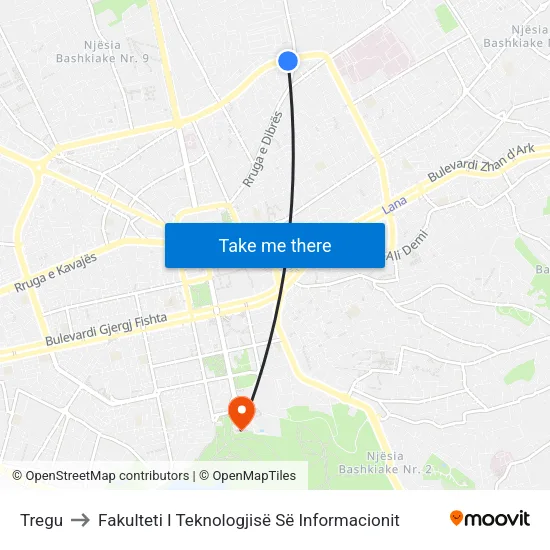Tregu to Fakulteti I Teknologjisë Së Informacionit map