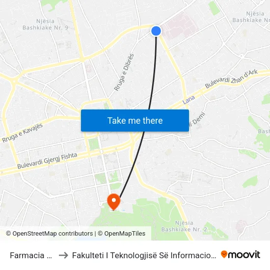 Farmacia 10 to Fakulteti I Teknologjisë Së Informacionit map