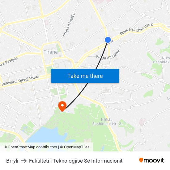 Brryli to Fakulteti I Teknologjisë Së Informacionit map