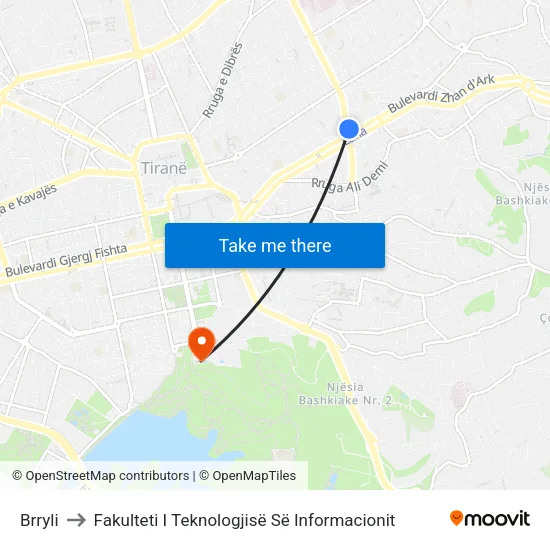 Brryli to Fakulteti I Teknologjisë Së Informacionit map