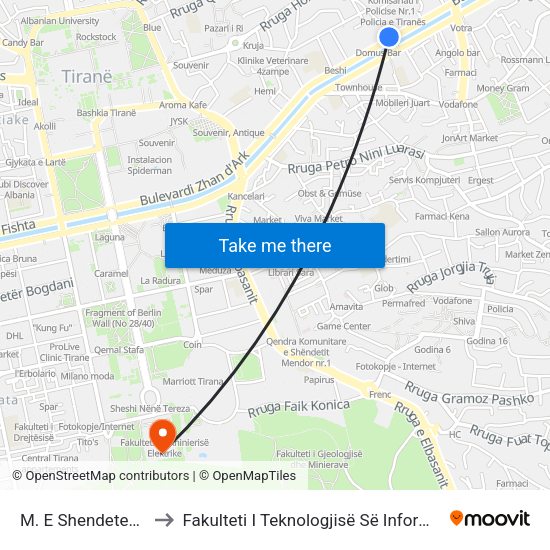 M. E Shendetesiese to Fakulteti I Teknologjisë Së Informacionit map