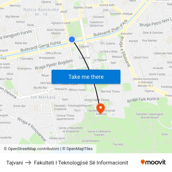 Tajvani to Fakulteti I Teknologjisë Së Informacionit map