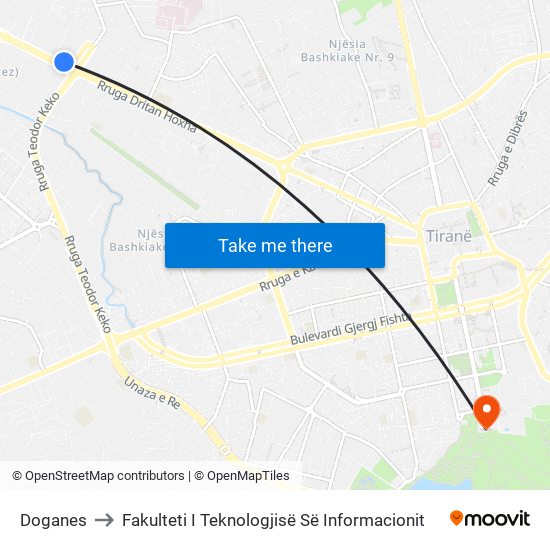 Doganes to Fakulteti I Teknologjisë Së Informacionit map