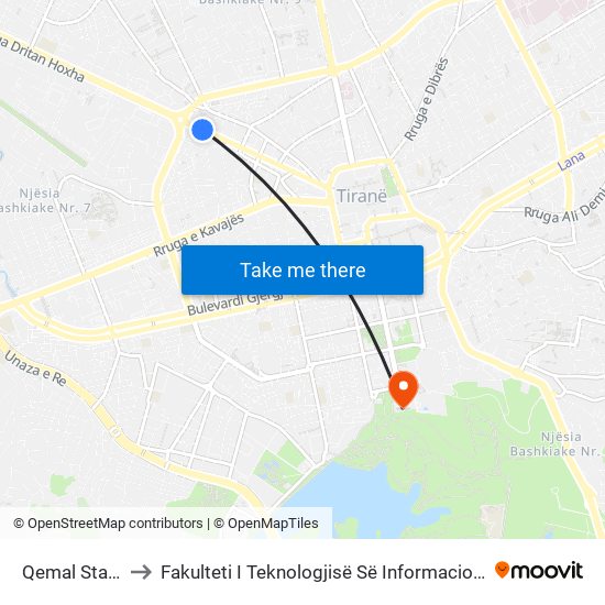 Qemal Stafa to Fakulteti I Teknologjisë Së Informacionit map