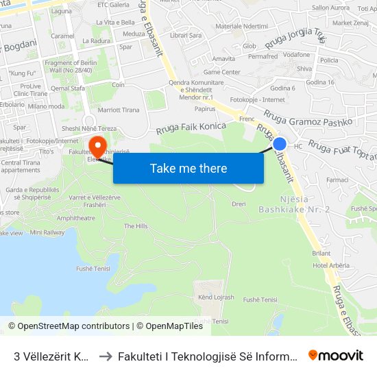 3 Vëllezërit Kondi to Fakulteti I Teknologjisë Së Informacionit map