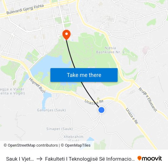Sauk I Vjeter to Fakulteti I Teknologjisë Së Informacionit map