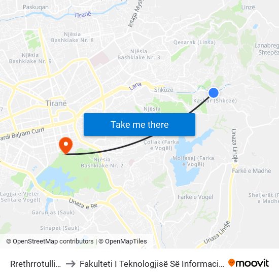 Rrethrrotullimi to Fakulteti I Teknologjisë Së Informacionit map