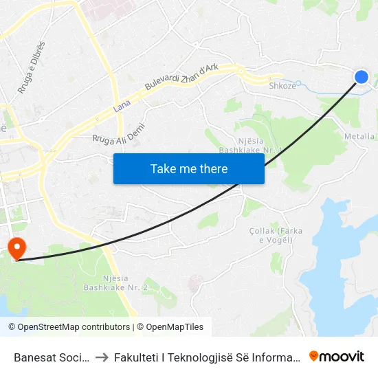 Banesat Sociale to Fakulteti I Teknologjisë Së Informacionit map