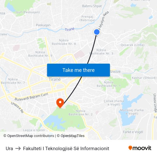 Ura to Fakulteti I Teknologjisë Së Informacionit map