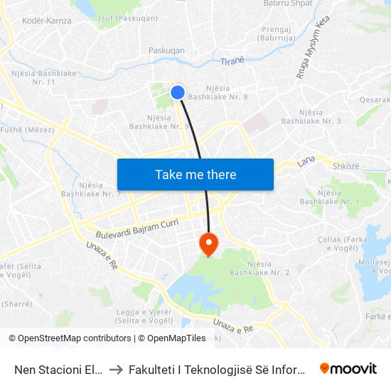 Nen Stacioni Elktrik to Fakulteti I Teknologjisë Së Informacionit map