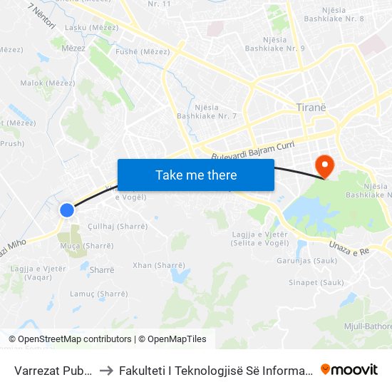 Varrezat Publike to Fakulteti I Teknologjisë Së Informacionit map