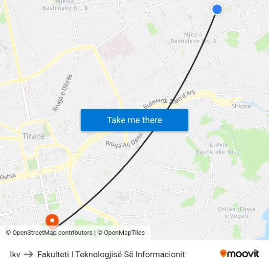 Ikv to Fakulteti I Teknologjisë Së Informacionit map
