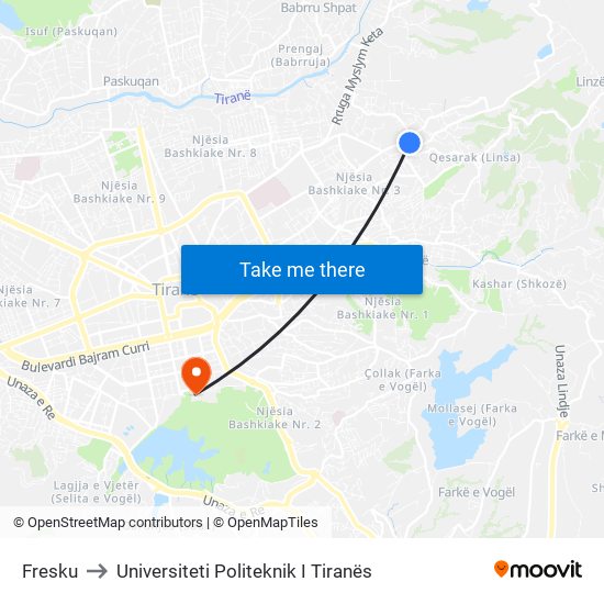 Fresku to Universiteti Politeknik I Tiranës map
