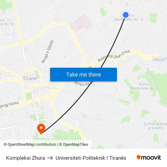 Kompleksi Zhura to Universiteti Politeknik I Tiranës map