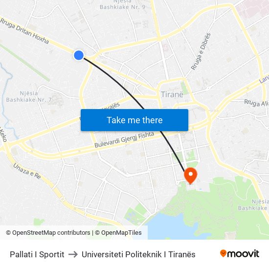 Pallati I Sportit to Universiteti Politeknik I Tiranës map