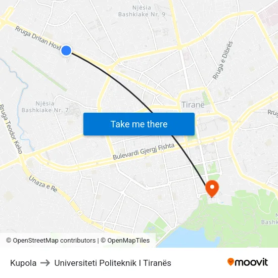 Kupola to Universiteti Politeknik I Tiranës map